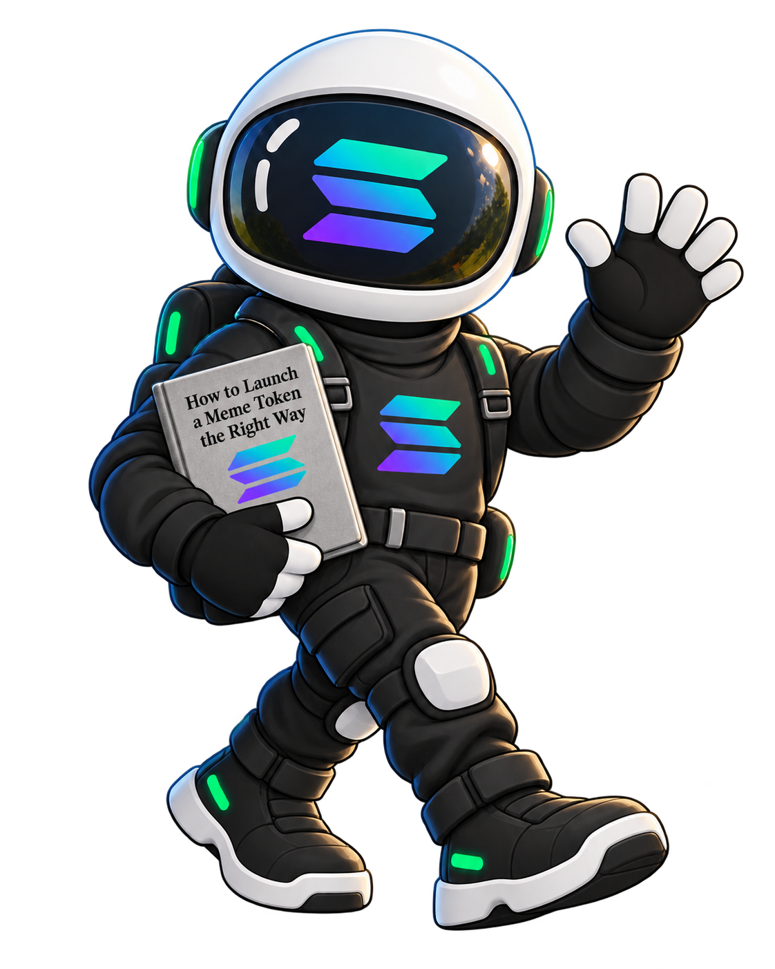 Astronaut waving with the guide
